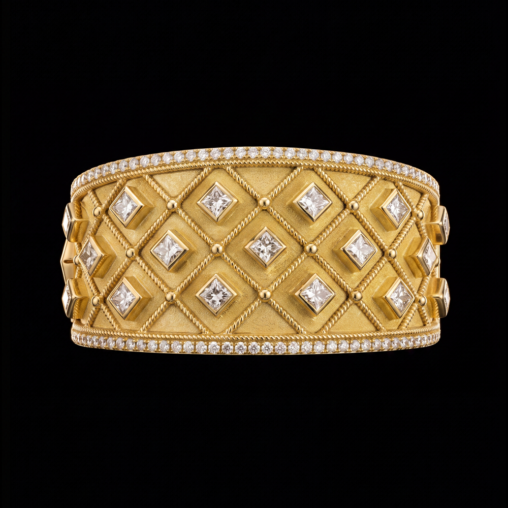 7.76CTTW 18K YELLOW GOLD AND DIAMOND BANGLE BRACELET- STYLE #GG-835