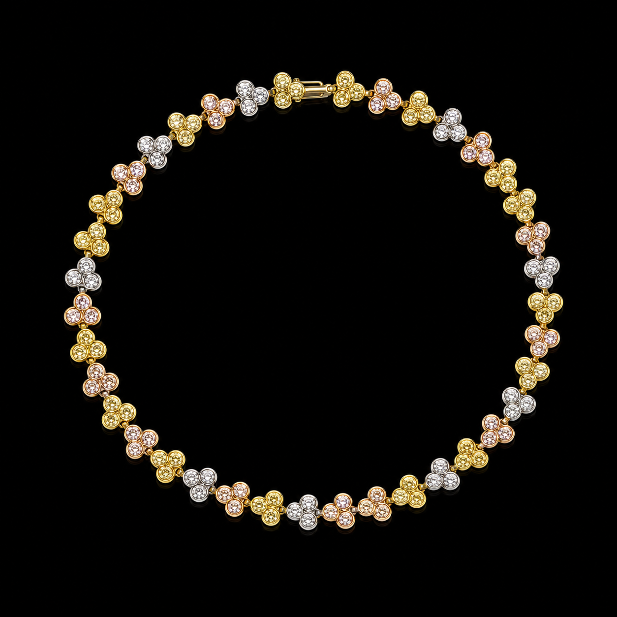 7.00cttw Bi-Colored 18K Gold, Platinum, Colorless, and Colored Diamond Bracelet - #BB990